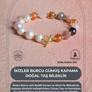 İkizler Burcu Gümüş Kapama Doğal Taş Bileklik (SK:270)