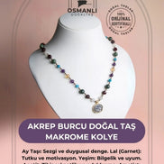 Akrep Burcu Doğal Taş Makrome Kolye