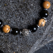 Jasper, Obsidyen, Hematit Doğal Taş Makrome Bileklik