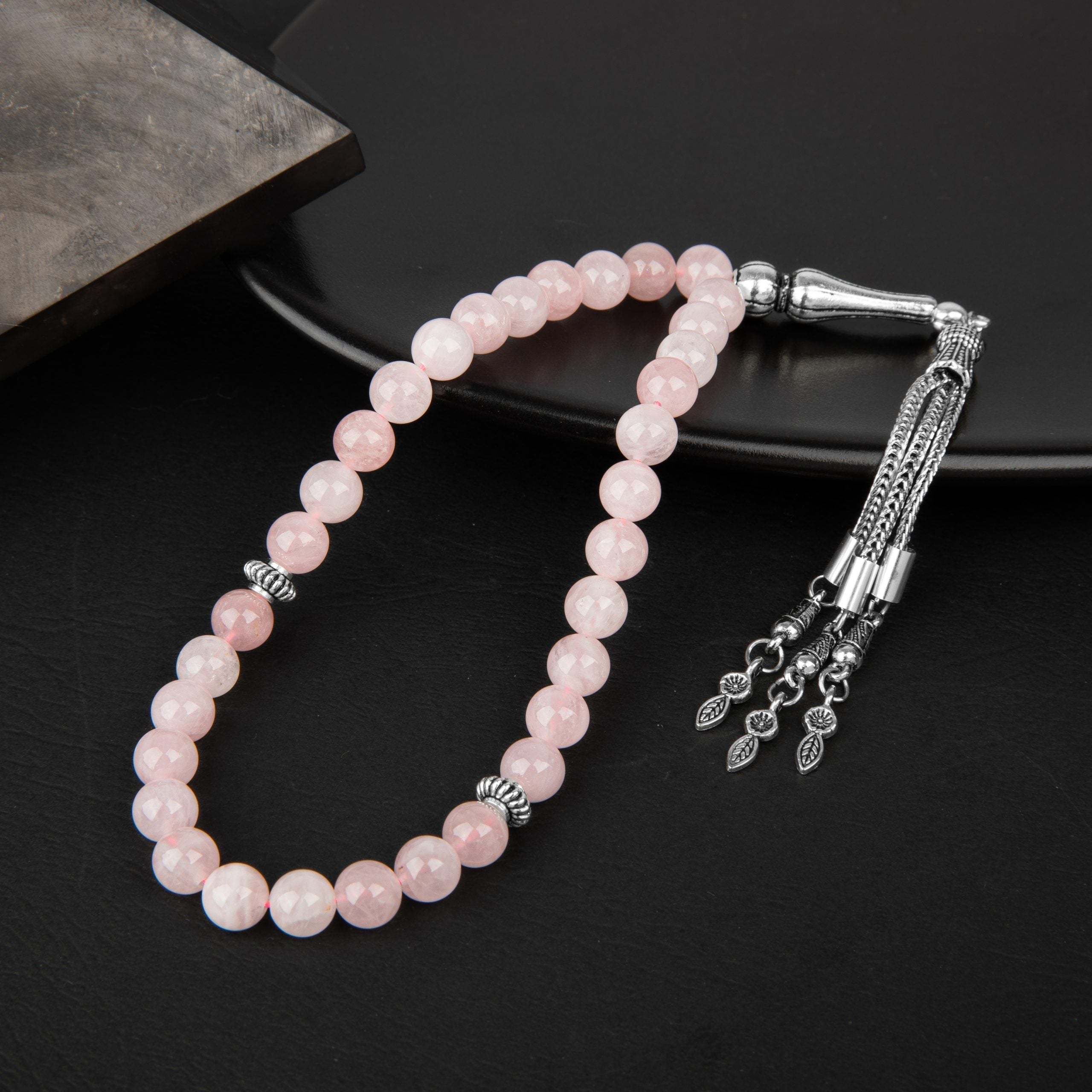 Pembe Kuvars (Gül Kuvars) Doğal Taş Tesbih 33lük - 8mm