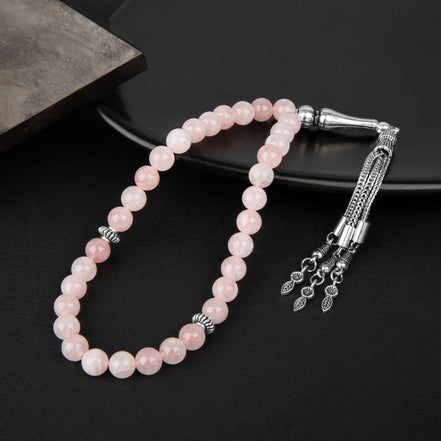 Pembe Kuvars (Gül Kuvars) Doğal Taş Tesbih 33lük - 8mm