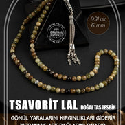 Tsavorit Lal Doğal Taş Tesbih 99luk - 6mm