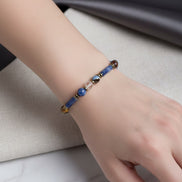 Lapis, Sodalit ve Bronzit Doğal Taş Aslan Burcu Bilekliği – Unisex Şık Tasarım