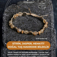 Sitrin, Jasper, Hematit Doğal Taş Makrome Bileklik (SK:155)