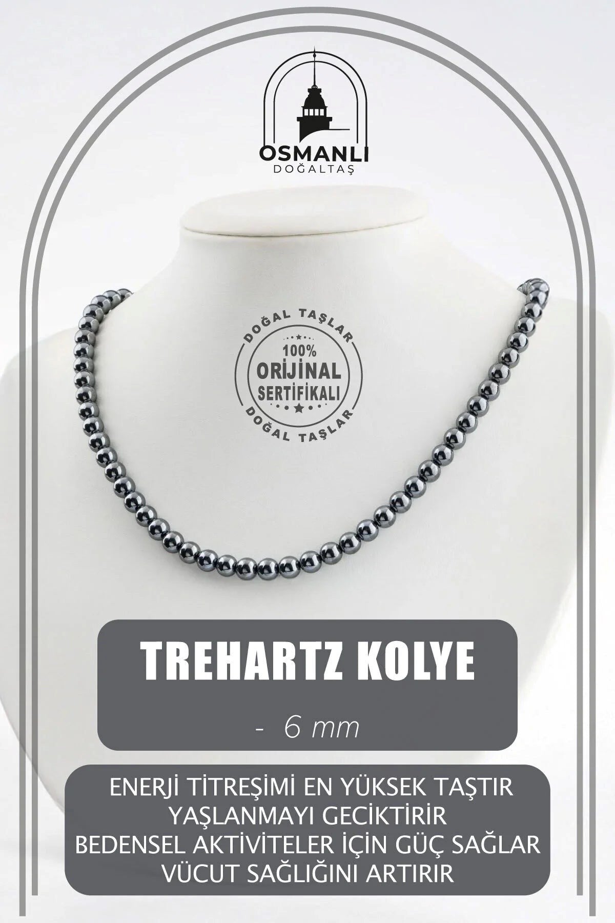 Trehartz 6 mm Dizi Doğal Taş Kolye