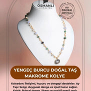 Yengeç Burcu Doğal Taş Makrome Kolye