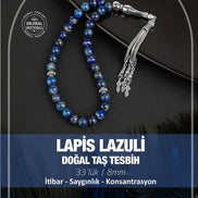 Lapis Lazuli Doğal Taş Tesbih 33lük - 8mm