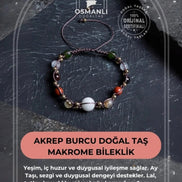 Doğal Taş Makrome Bileklik-Akrep Burcu
