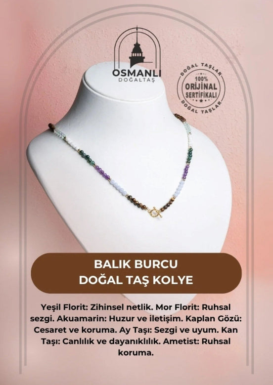 Balık Burcu Doğal Taş Kolye