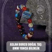 Aslan Burcu Bileklik Bordo Granat Lal, Bronzit, Güneş Taşı, Kırmızı Akik, Lapis Lazuli, Sitrin