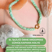 El İşçiliği Örme Krizopras Gümüş  Kapama Kolye (SK:119)