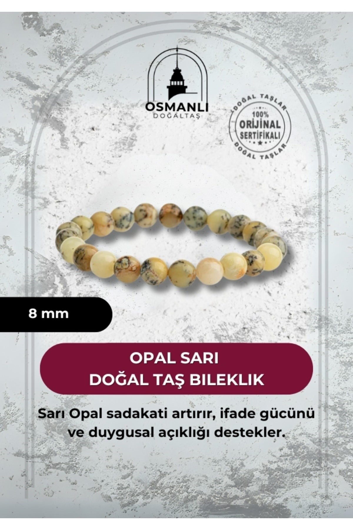Opal Sarı 8mm Doğal Taş Bileklik