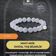 Mavi Akik 8mm Doğal Taş Bileklik