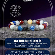 Yay Burcu Bileklik Akuamarin, Ametist, Kalsit, Kırmızı Akik, Labradorit, Lapis Lazuli