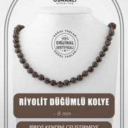 Riyolit 8 mm Düğümlü Doğal Taş Kolye