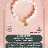 Şans Bilekliği: İnci Gümüş Aparatlı Doğal Taş Bileklik (SK:052)