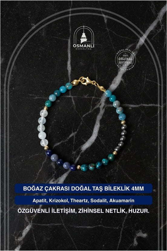Boğaz Çakrası Doğal Taş Bileklik