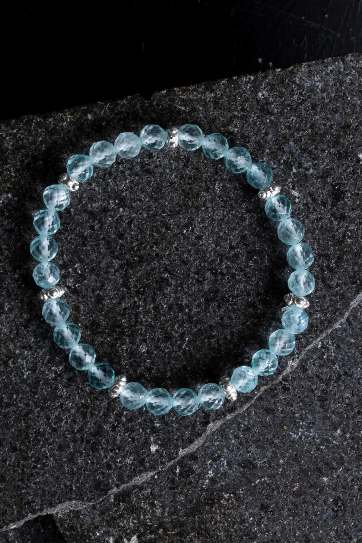 Topaz Gümüş Aparatlı Doğal Taş Bileklik- 6mm (SK:167)