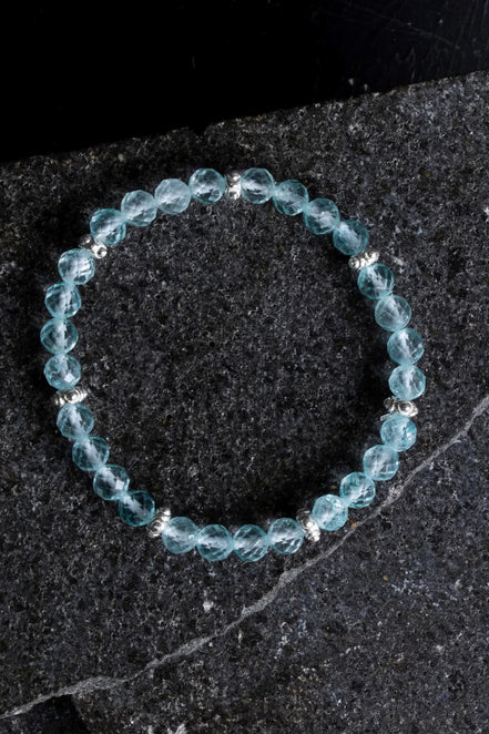 Topaz Gümüş Aparatlı Doğal Taş Bileklik- 6mm (SK:167)