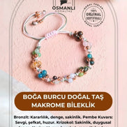 Doğal Taş Makrome Bileklik / Boğa Burcu