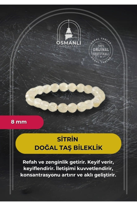 Sitrin 8mm Doğal Taş Bileklik