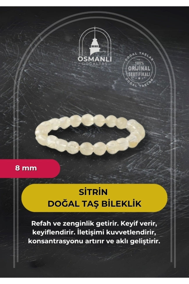 Sitrin 8mm Doğal Taş Bileklik