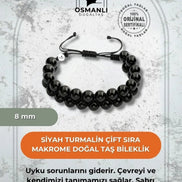 Siyah Turmalin 8mm Çift Sıra Makrome Doğal Taş Bileklik