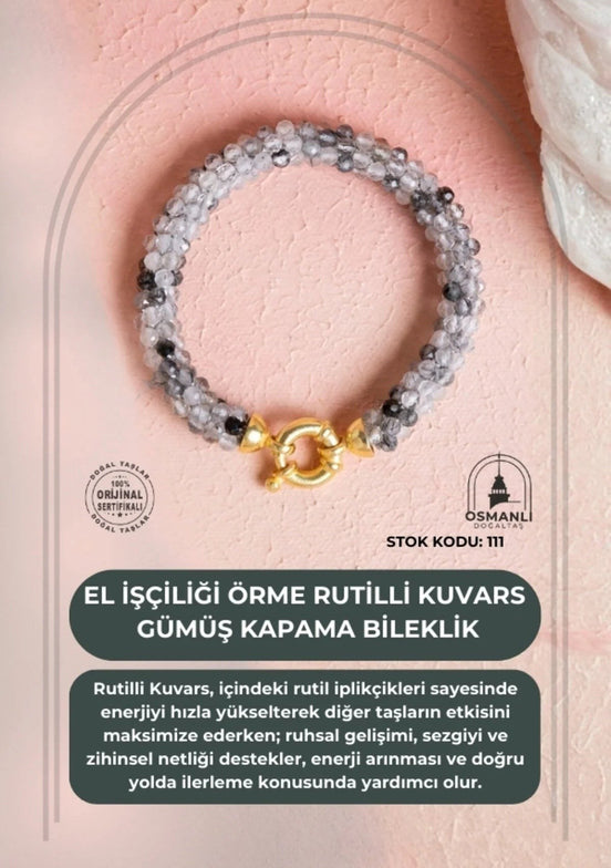 El İşçiliği Örme Rutilli Kuvars Kapama Bileklik (SK:111)