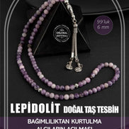 Lepidolit Doğal Taş Tesbih 99luk - 6mm
