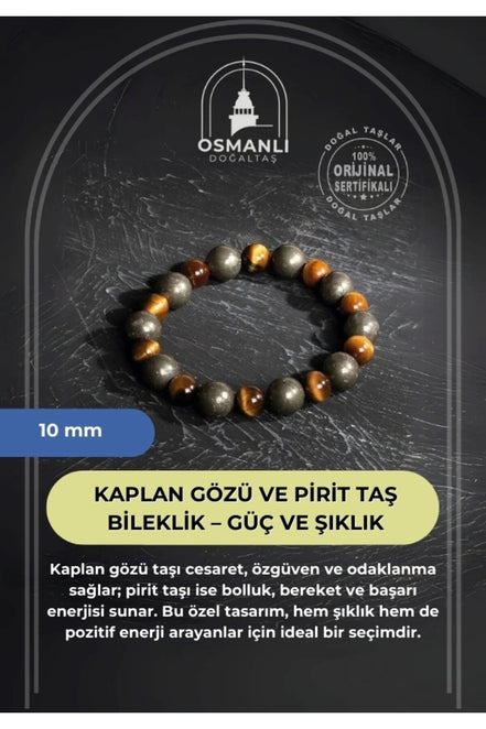 MuhammedMasumCo Kaplan Gözü ve Pirit Taş Bileklik – Güç ve Şıklık