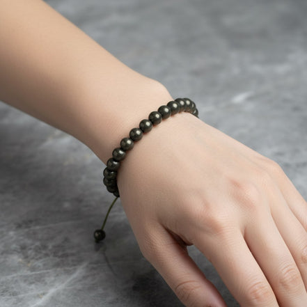 Pirit 8 mm Merdiven Kapama Doğal Taş Bileklik – El İşçiliği