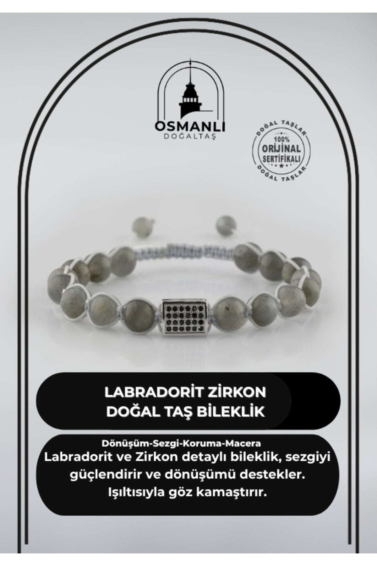 Labradorit Zirkon Doğal Taş Bileklik