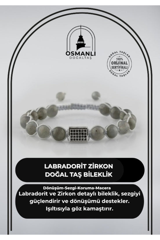 Labradorit Zirkon Doğal Taş Bileklik