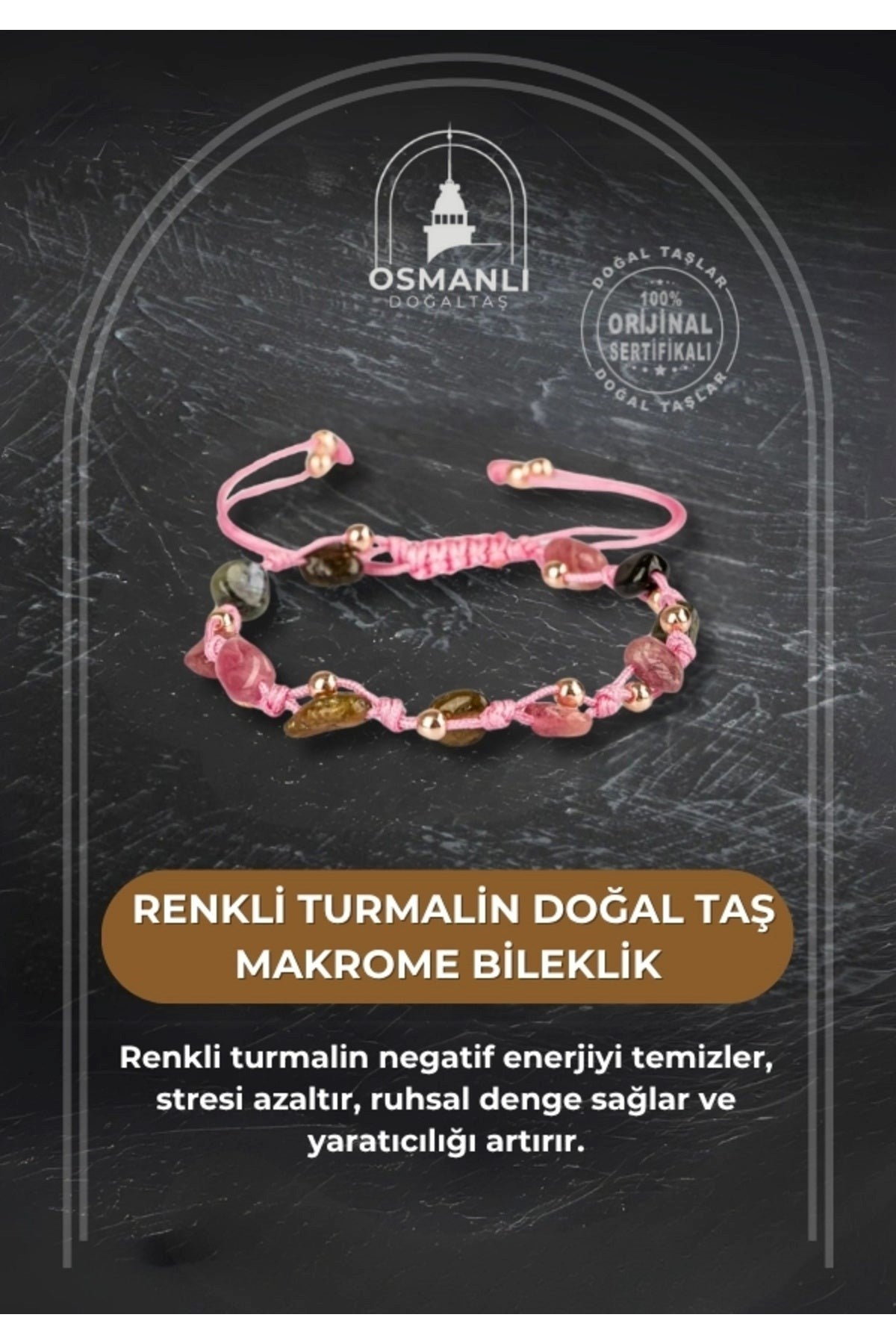 Renkli Turmalin Natürel Kesim Doğal Taş Makrome Bileklik