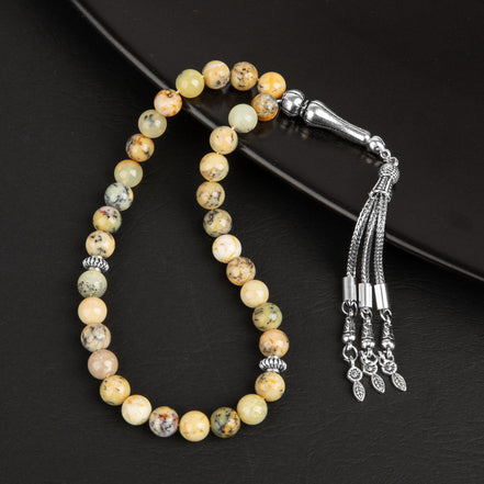Opal Sarı Doğal Taş Tesbih 33lük - 8mm