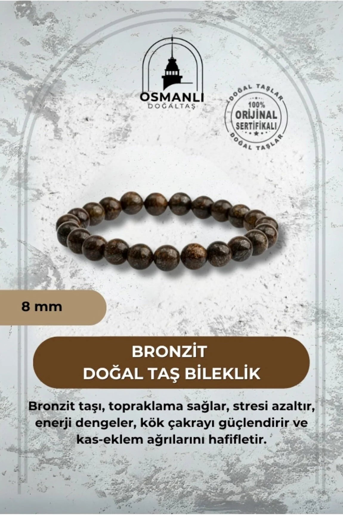 Bronzit 8mm Doğal Taş Bileklik