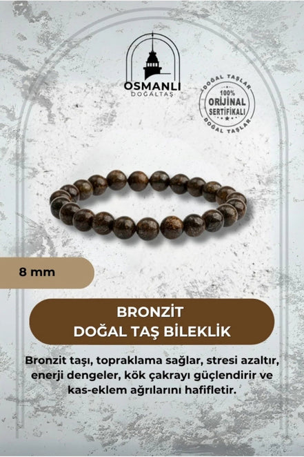 Bronzit 8mm Doğal Taş Bileklik