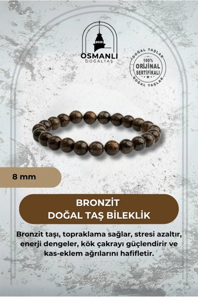 Bronzit 8mm Doğal Taş Bileklik