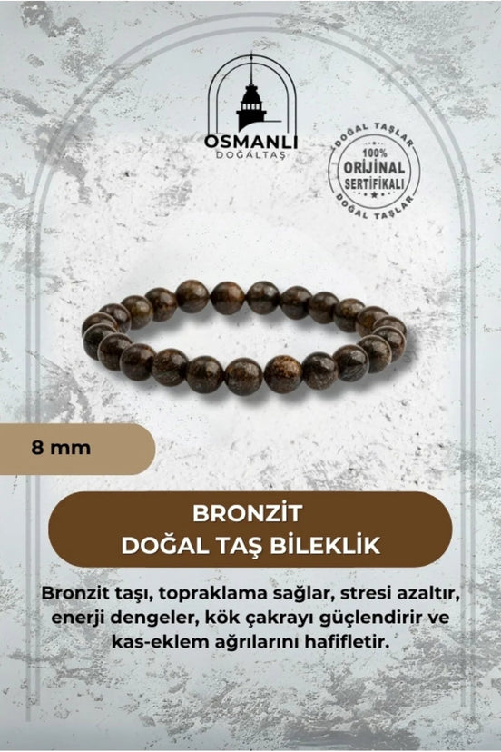 Bronzit 8mm Doğal Taş Bileklik