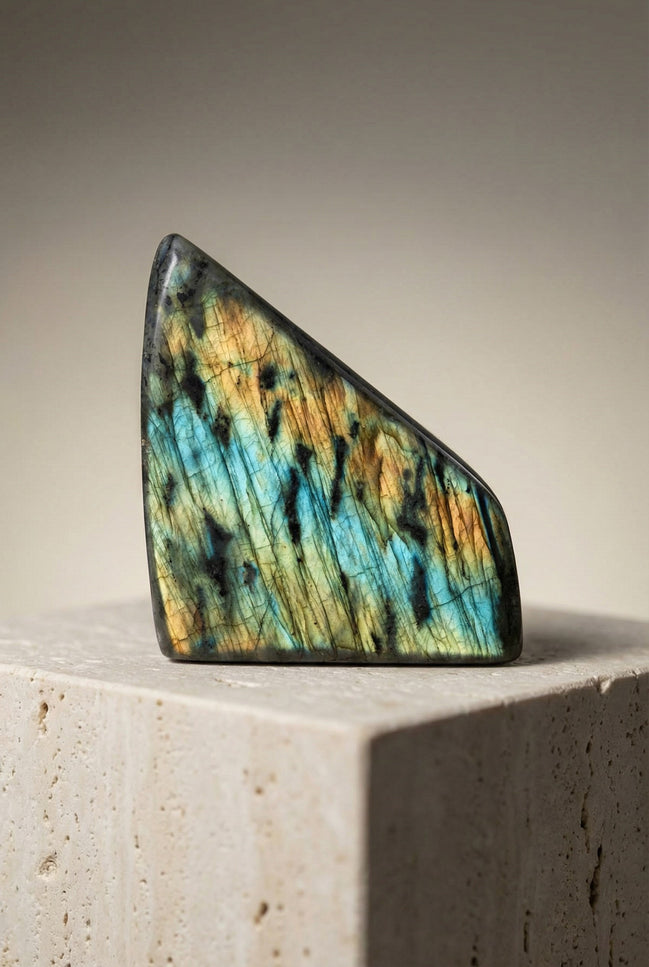 Labradorit Doğal Taş Parça – 842,8 gr | 11 × 12,5 cm