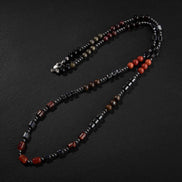 Obsidyen-Pirit-Dumanlı Kuvars-Jasper-Bronzit-Kaplan Gözü-Kırmızı Akik-Lal Taşı-Hematit Doğal Taş Erkek Tasarım Kolye