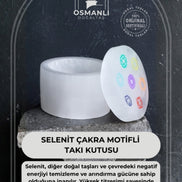 Selenit Çakra Motifli  Yuvarlak Takı Kutusu