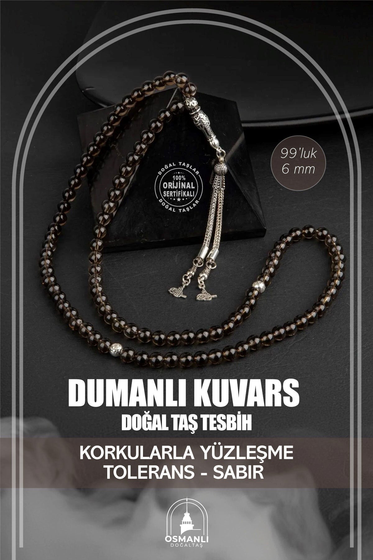 Dumanlı Kuvars Doğal Taş Tesbih 99luk - 6mm