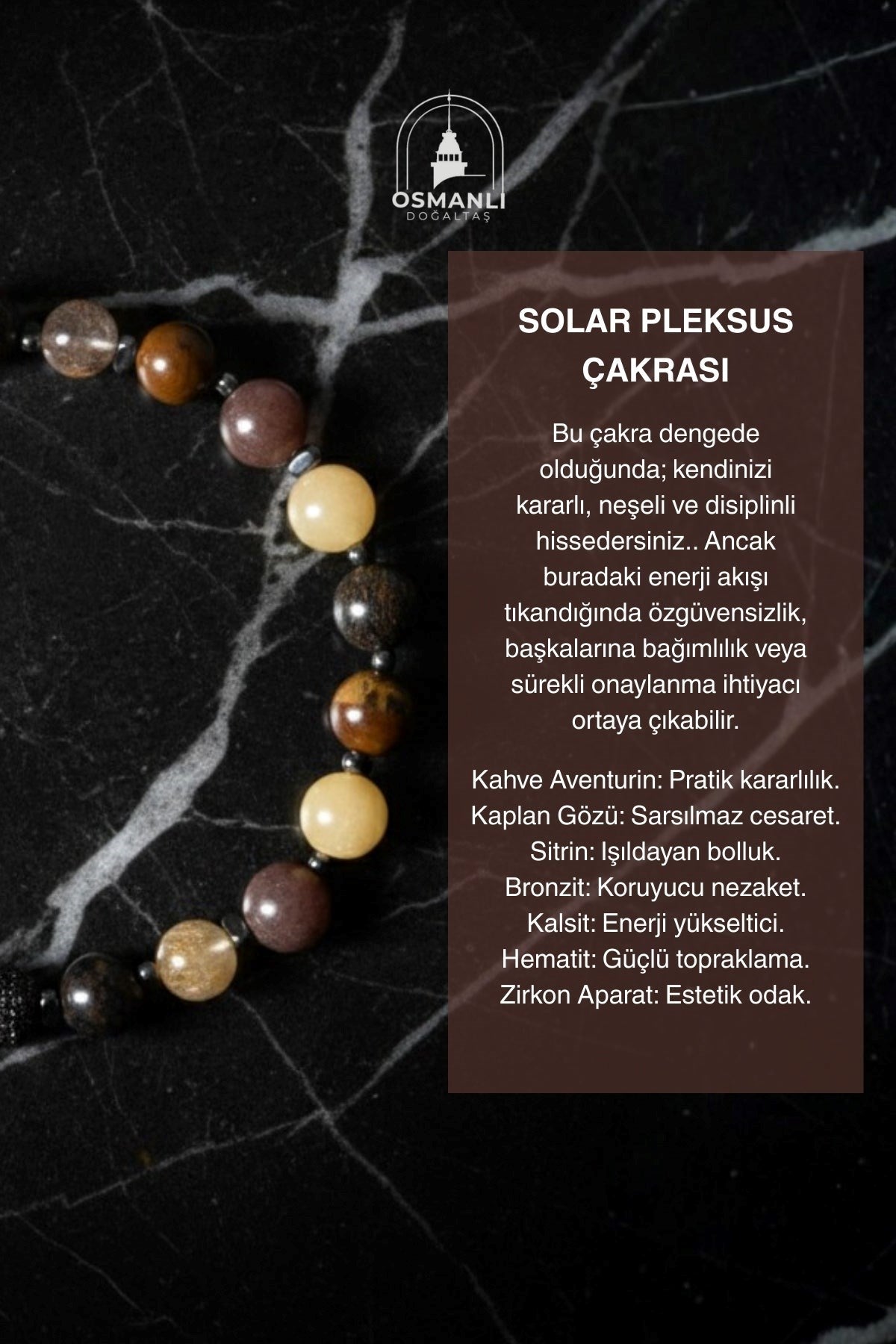 Solar Pleksus Çakra Doğal Taş Bileklik