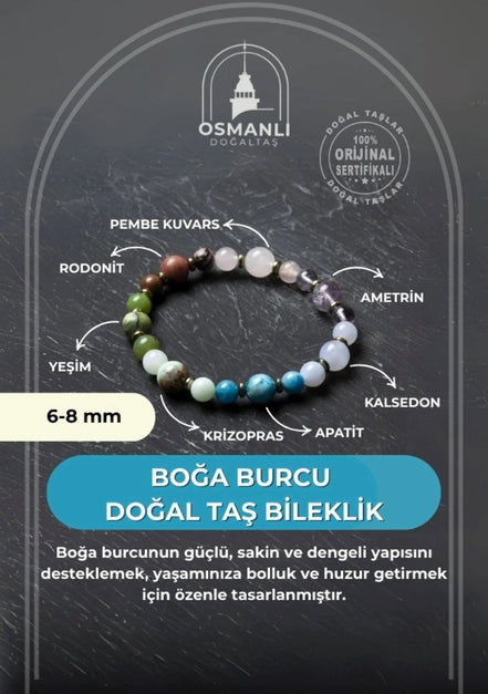 MuhammedMasumCo Boğa Burcu Doğal Taş Bileklik