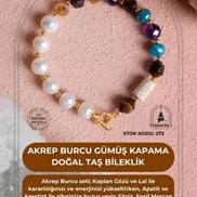 Akrep Burcu Gümüş Kapama Doğal Taş Bileklik (SK:273)