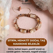 Sitrin, Hematit Doğal Taş Makrome Bileklik