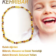 Hakiki Sertifikalı Çocuk Kehribar İpli Kopmaz Kolye 4-6 Yaş Kırmızı Turuncu Sarı Kehribar Doğal Taş