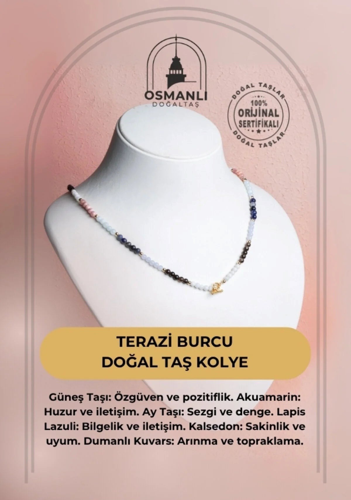 Terazi Burcu Doğal Taş Kolye