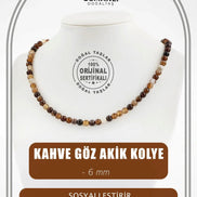 Kahve Göz Akik 6 mm Dizi Doğal Taş Kolye